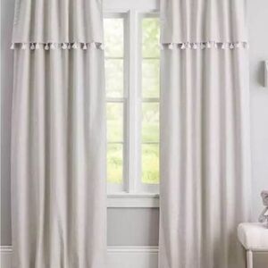 Pottery Barn Evelyn Tassel Drape SET 2, 84 x44 Curtains Pair Blackout